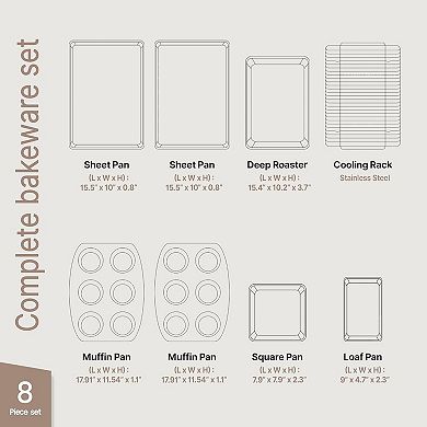 Bakken 8-Piece Stackable Bakeware Set, Ceramic Non-Stick Oven-Safe Pans