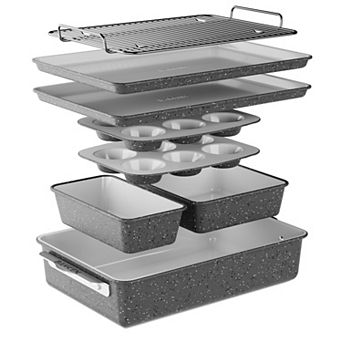 Bakken 8 pc Stackable Bakeware Set, Ceramic Non-Stick Oven-Safe Pans