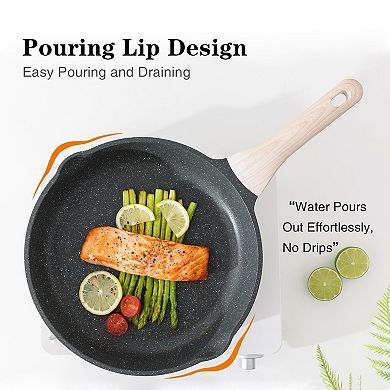 Nonstick Frying Pan Set Skillet Induction Cooking Stay-cool Handle Pfoa Free Granite