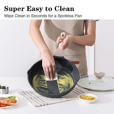 Nonstick Frying Pan Set Skillet Induction Cooking Stay-cool Handle Pfoa Free Granite