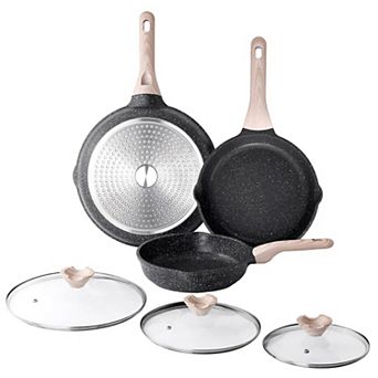 Nonstick Frying Pan Set Skillet Induction Cooking Stay-cool Handle Pfoa Free Granite