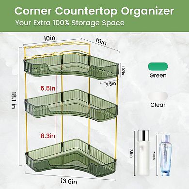 3-Tier Corner Bathroom Organizer with Brush Holder