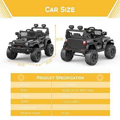 ANIXOL 12V Kids Ride-On Electric Car, Remote Control, Dual Motors, Single Seat