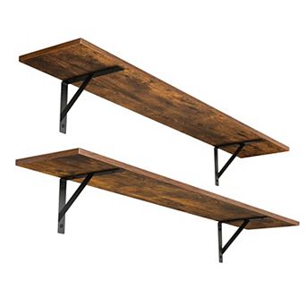 47.3'' Floating Wall Shelves with Metal Brackets Multi-Room Storage 2 pc