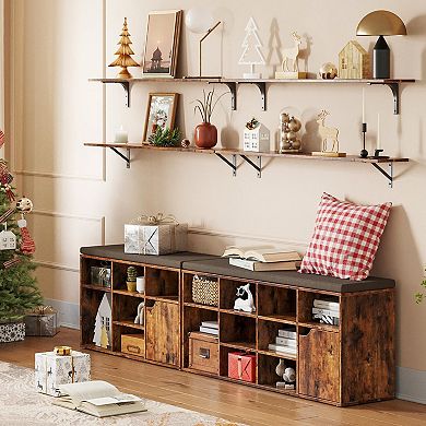 47.3'' Floating Wall Shelves with Metal Brackets Multi-Room Storage 2PC