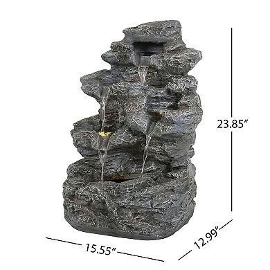 KWPZQEB Concrete Rock Waterfall Fountain with LED Lights for Outdoor Garden