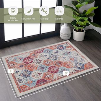 KWPZQEB Bohemian Washable Rug Doormat Rug for Bathroom, 24" X 36"