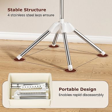 360° Rotatable Foldable Plastic Drying Rack 1-Layer Space-Saving Indoor Balcony