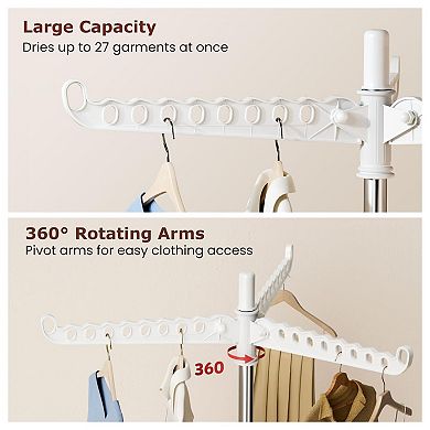 360° Rotatable Foldable Plastic Drying Rack 1-Layer Space-Saving Indoor Balcony