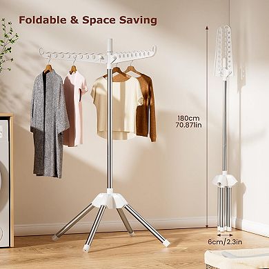 360° Rotatable Foldable Plastic Drying Rack 1-Layer Space-Saving Indoor Balcony