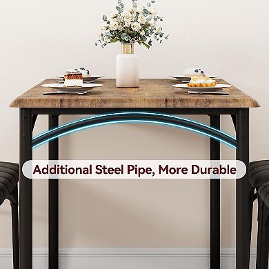 Rectangular Dining Table Set for 4, Kitchen Table with Upholstered Chairs and Bench for Small Space