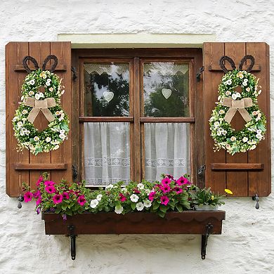 24” Easter Bunny Wreath Spring Daisy Greenery Bow Door Decor