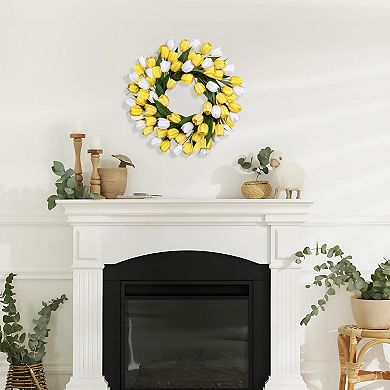 24" Tulip Spring Artificial Wreath Widding Home Decor