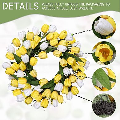 24" Tulip Spring Artificial Wreath Widding Home Decor