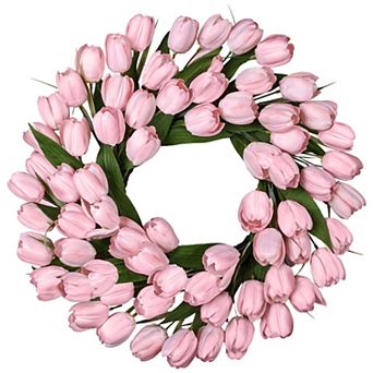 24" Tulip Spring Artificial Wreath Widding Home Decor