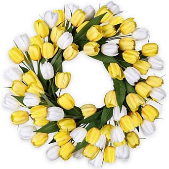 24" Tulip Spring Artificial Wreath Widding Home Decor