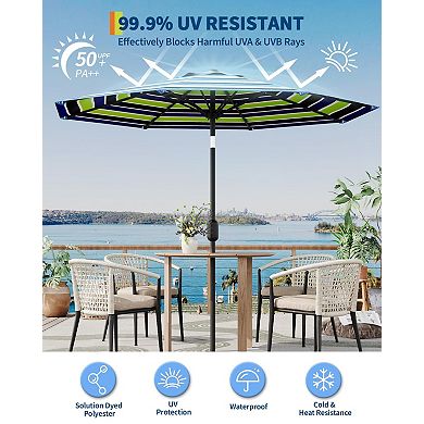 9FT Patio Umbrella Outdoor,Market Table Umbrella with Push Button Tilt,Crank,8 Ribs UV Protection