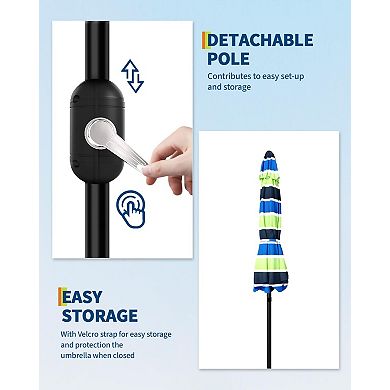 9FT Patio Umbrella Outdoor,Market Table Umbrella with Push Button Tilt,Crank,8 Ribs UV Protection