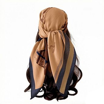 Women's Horse Print Large Square Scarf Lightweight Neck Hair Shawl Wrap 35 x 35 Inch