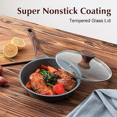 Nonstick Frying Pan Skillet Lid Omelet Egg Chef Kitchen Cooking Granite