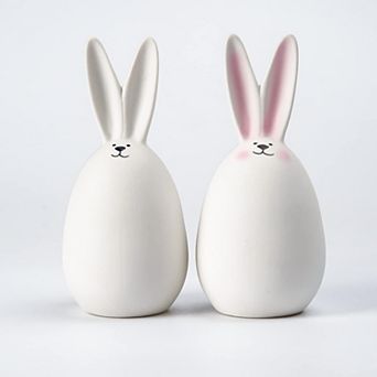 2 pc Ceramic Easter Bunny Couple Ornament Porcelain Home Wedding Gift