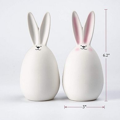 2PC Ceramic Easter Bunny Couple Ornament Porcelain Home Wedding Gift