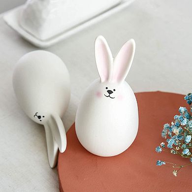 2PC Ceramic Easter Bunny Couple Ornament Porcelain Home Wedding Gift