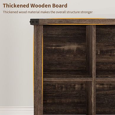 9 Cube Storage Organizer Bookshelf, 4 Tier Farmhouse Horizontal Bookcase, Wood Storage Bookcase