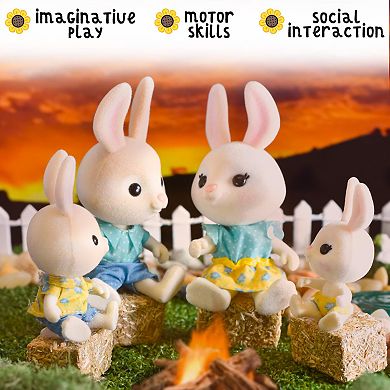 4PC Flocked Rabbit Family Mini Dolls Easter Gift