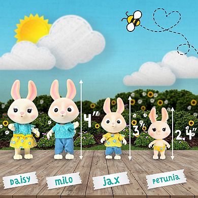 4PC Flocked Rabbit Family Mini Dolls Easter Gift