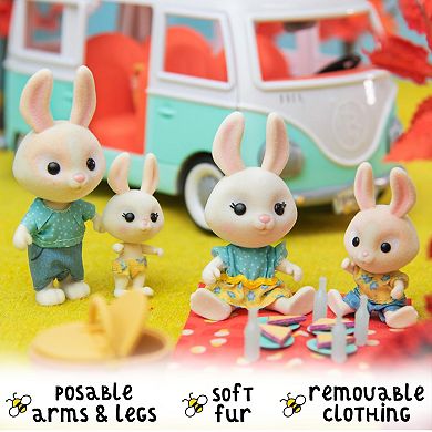 4PC Flocked Rabbit Family Mini Dolls Easter Gift