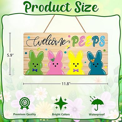 Easter Bunny Wooden Door Sign Hanging Wreath Durable Reusable Decor