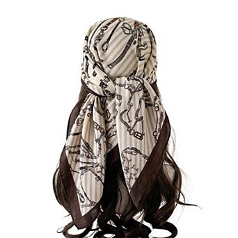 Women's Large Equestrian Square Scarf 35 Inch Lightweight Fashion Neck Hair Shawl Wrap