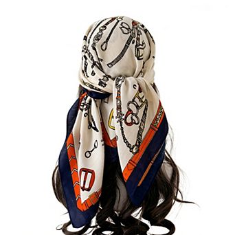 Women's Large Equestrian Square Scarf 35 Inch Lightweight Fashion Neck Hair Shawl Wrap