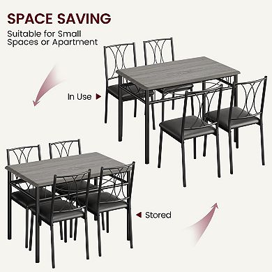 Dining Table Set for 4, Kitchen Table with 4 Upholstered Chairs, for Kitchen, Dining Room