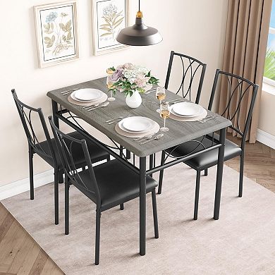 Dining Table Set for 4, Kitchen Table with 4 Upholstered Chairs, for Kitchen, Dining Room