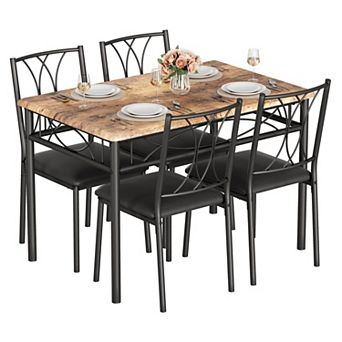 Dining Table Set for 4, Kitchen Table with 4 Upholstered Chairs, for Kitchen, Dining Room