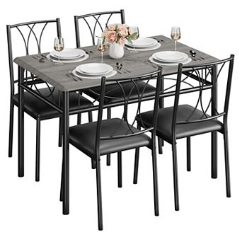 Dining Table Set for 4, Kitchen Table with 4 Upholstered Chairs, for Kitchen, Dining Room