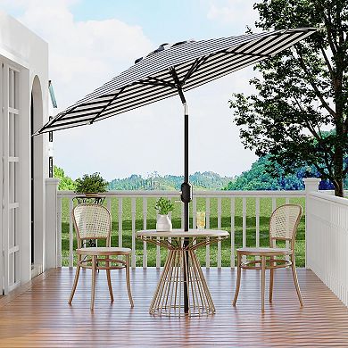9FT Patio Umbrella Outdoor,Market Table Umbrella with Push Button Tilt,Crank,8 Ribs UV Protection