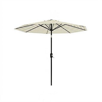 9FT Patio Umbrella Outdoor,Market Table Umbrella with Push Button Tilt,Crank,8 Ribs UV Protection