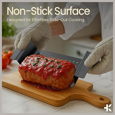 Nonstick Meatloaf Pan with Drain Tray, 9.84 x 5.71" Carbon Steel, Oven Safe 450°F