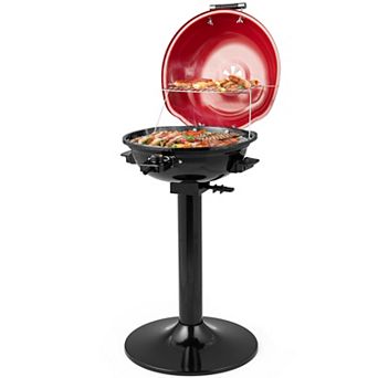 Red 1600W Electric BBQ Grill with Non-Stick Removable Warming Rack