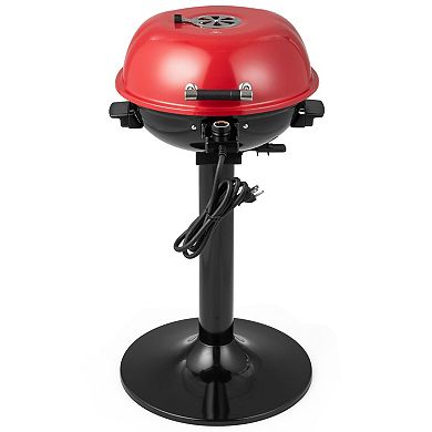 Red 1600W Electric BBQ Grill with Non-Stick Removable Warming Rack