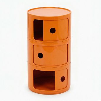 Oil-Drum Style Nightstand with Triple-Drawer