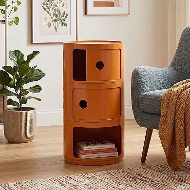 Oil-Drum Style Nightstand with Triple-Drawer