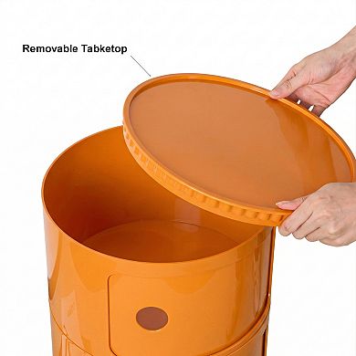 Oil-Drum Style Nightstand with Triple-Drawer