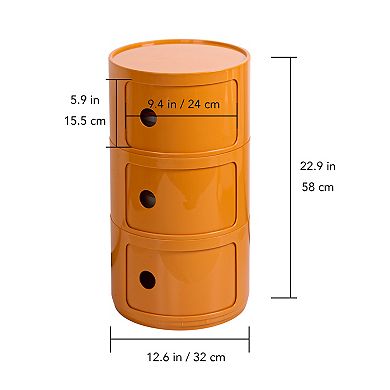 Oil-Drum Style Nightstand with Triple-Drawer