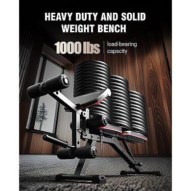 HARISON Adjustable Weight Bench for Home Gym, with Leg Extension & Preacher Pad (HRK-609 Black)