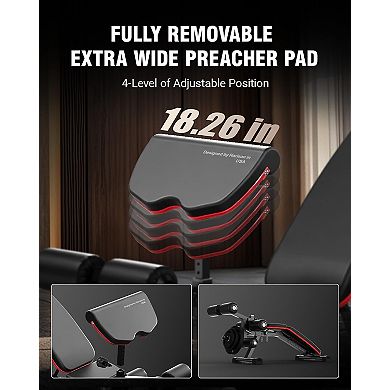 HARISON Adjustable Weight Bench for Home Gym, with Leg Extension & Preacher Pad (HRK-609 Black)