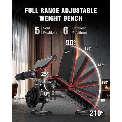 HARISON Adjustable Weight Bench for Home Gym, with Leg Extension & Preacher Pad (HRK-609 Black)